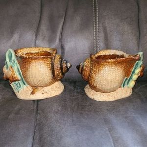 2pc Seashell Decor/Flower Pots/Candle Holders